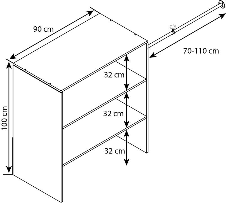 Produktbild VCM Offener Kleiderschrank Regal Dacho ll (90 x 50 x 100 cm)