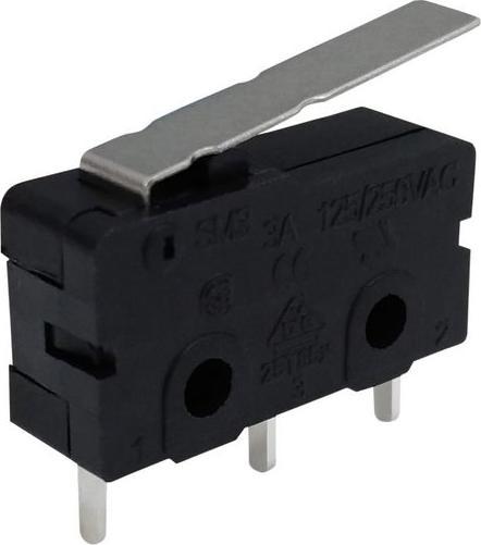 Produktbild RND Components Mikroschalter, 3A, 1 Wechsler, 370mN, Hebel mit Scharnier, Sprungkontakt
