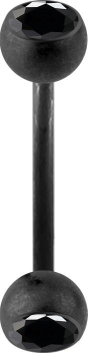 Star Piercing Micro Banane schwarz matt mit zwei Kristallkugeln schwarz (Chirurgenstahl 316L)