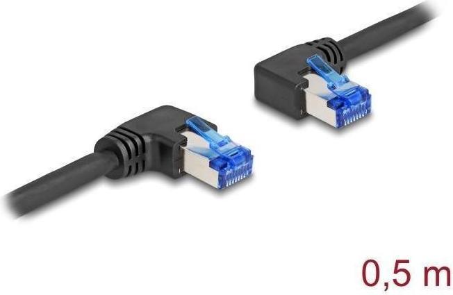 Actual product image Delock RJ45 network cable Cat.6A S/FTP right / left angled (S/FTP, CAT6a, 0.50 m)