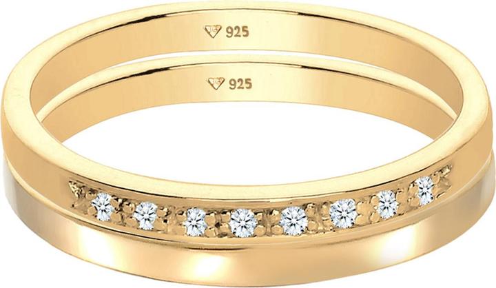 Produktbild Elli DIAMONDS Ring Basic Memoire Diamant (0.04 ct) 2er Set 925 Silber (58, 925 Silber)