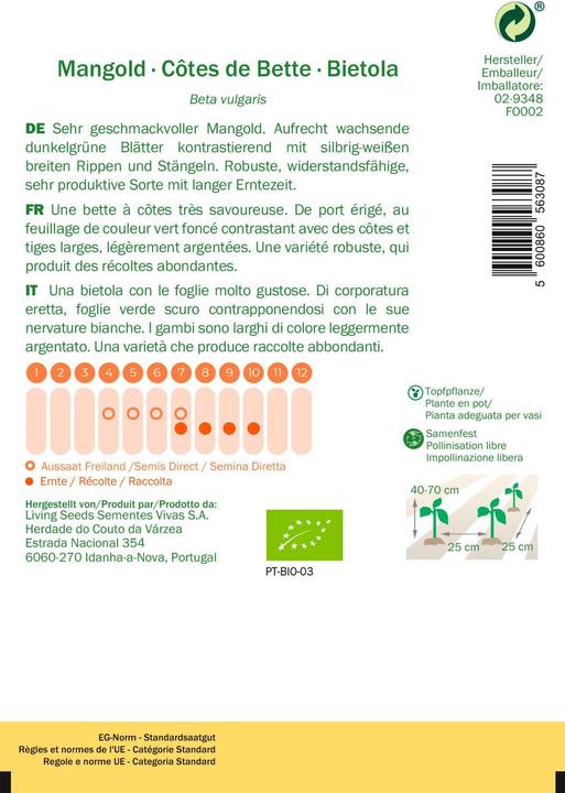 Immagine prodotto Living Seeds Bietola, Glatter Silber 3 (Semi di verdura)