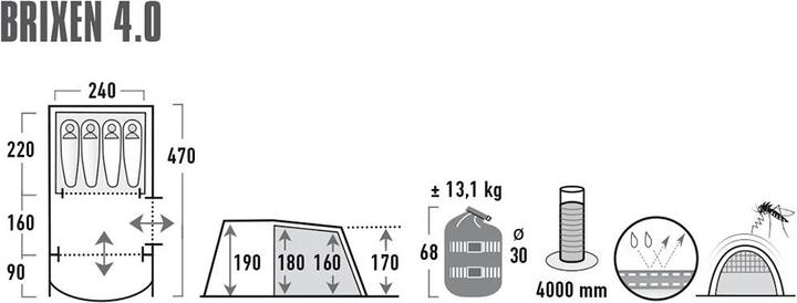 Produktbild High Peak Brixen 4.0 (Tunnelzelt, 13.10 kg, 4 Personen)