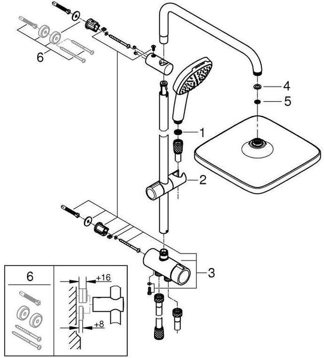 Produktbild Grohe Vitalio Comfort 250 Flex Duschsystem mit Umstellung, Reno-Set, Länge 920mm, wassersparend, chrom