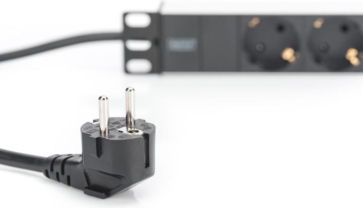 Actual product image Digitus Socket strip 3-fold 25.4cm 10 inch black incl. installation bracket (3 x, CEE 7/3, 2 m)