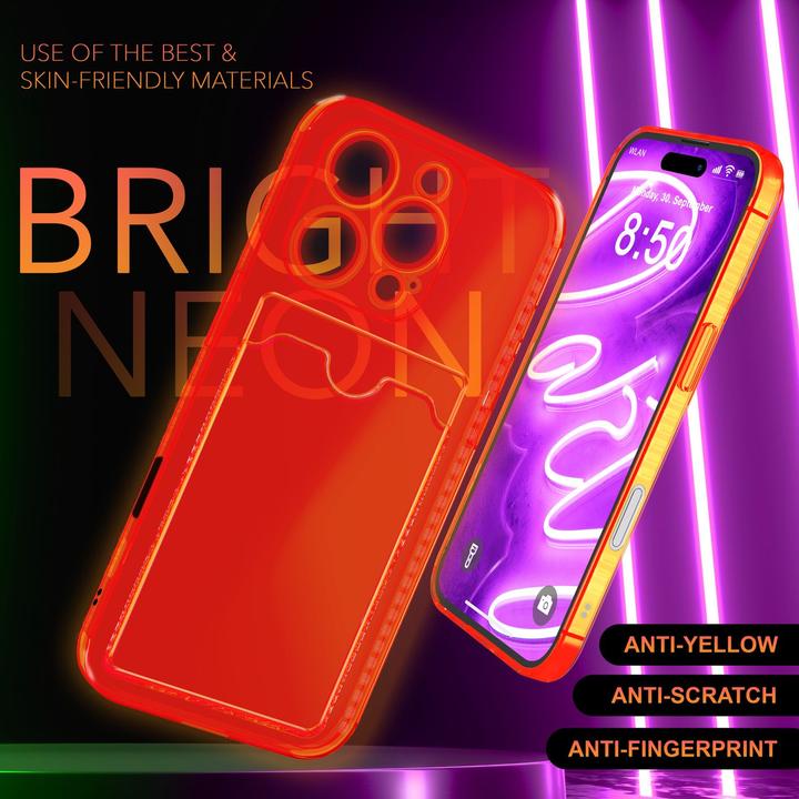 Produktbild Nalia Klar Transparente Neon Silikon Hülle Kartenhalter (Apple iPhone 16 Pro)