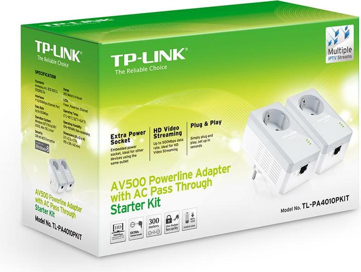 Produktbild TP-Link Powerline Nano Ethernet Adapter 500Mbps TL-PA4010PKIT (500 Mbit/s)