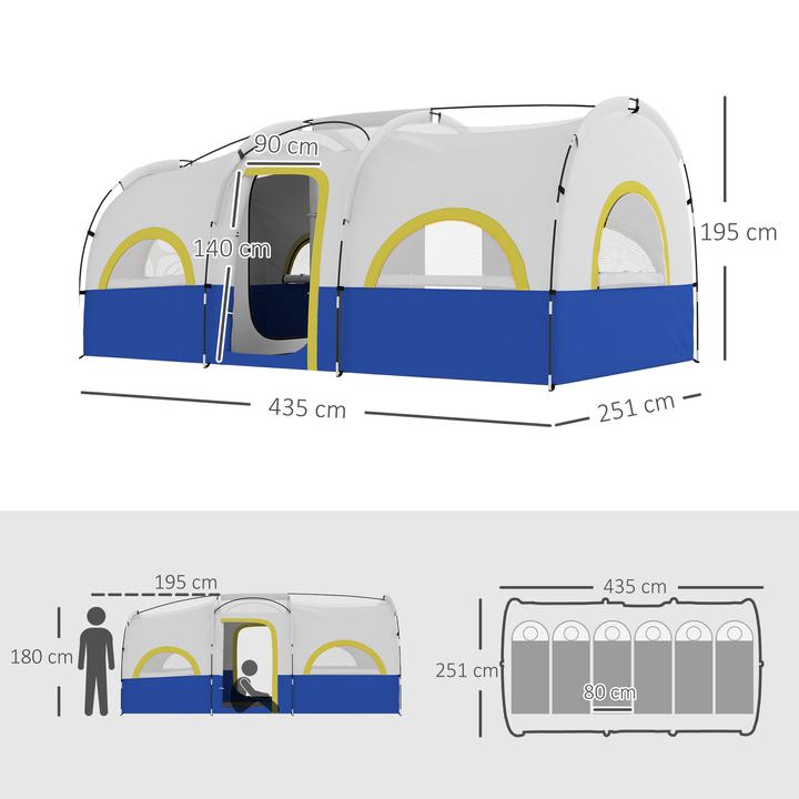 Produktbild Outsunny Campingzelt Oxfordstoff, Fiberglas Dunkelblau+Weiss (6 Personen)