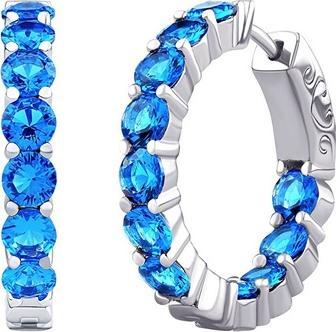 Actual product image Silvego Luxury silver hoop earrings with light blue zircons MW02722ELB