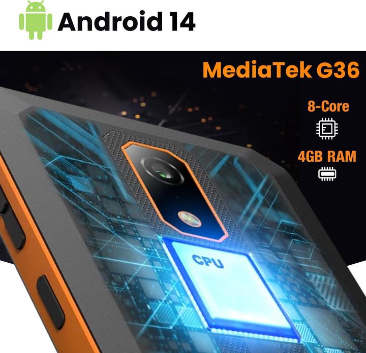 Produktbild Myphone Smartphone Iron Va Wasserdicht stossfest etange (64 GB, Schwarz / Orange, 6.56", Dual SIM, 13 Mpx, 4G)