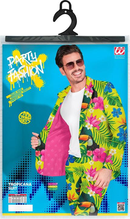 Actual product image Widmann Party fashion suit with neon tropical pattern jacket & trousers (L)