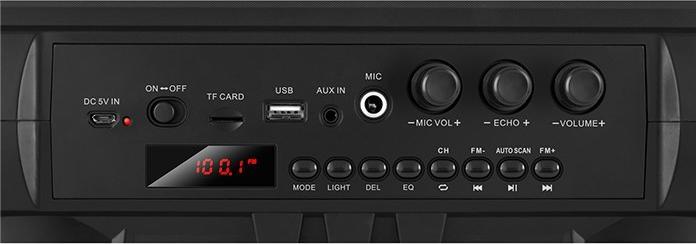 Produktbild Sven PS-485, juodas, power output 2x14W (RMS), Bluetooth, FM, USB, Micro SD, LED-display, lithium ba (Akkubetrieb, Stromversorgung über USB)