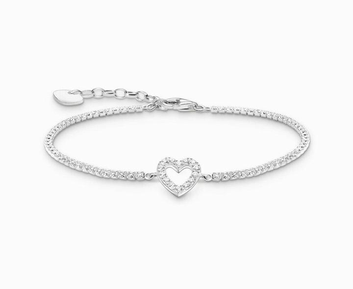 Actual product image Thomas Sabo Tennis bracelet heart with white stones silver (19 cm, Recycled 925 silver)
