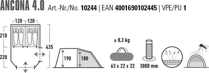Produktbild High Peak Ancona (Tunnelzelt, 8.30 kg, 4 Personen)