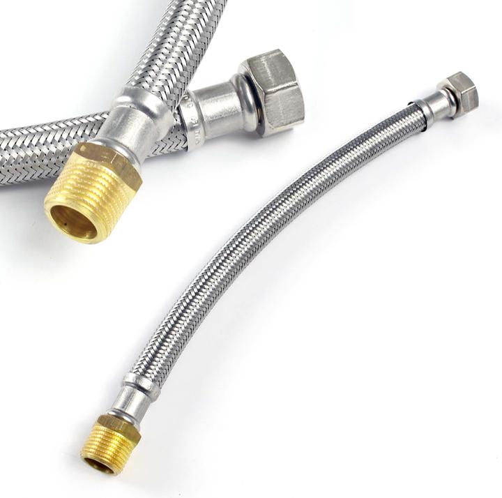 Produktbild XPOtool Flexschlauch 800mm DN8 Panzerschlauch 3/4" AG 26,44mm 3/8" ÜM 14,95mm