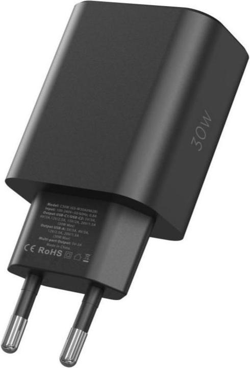 Image du produit Tech-Protect NC30W chargeur réseau 2x USB-C PD 30W / USB-A QC 3.0 - noir (30 W)