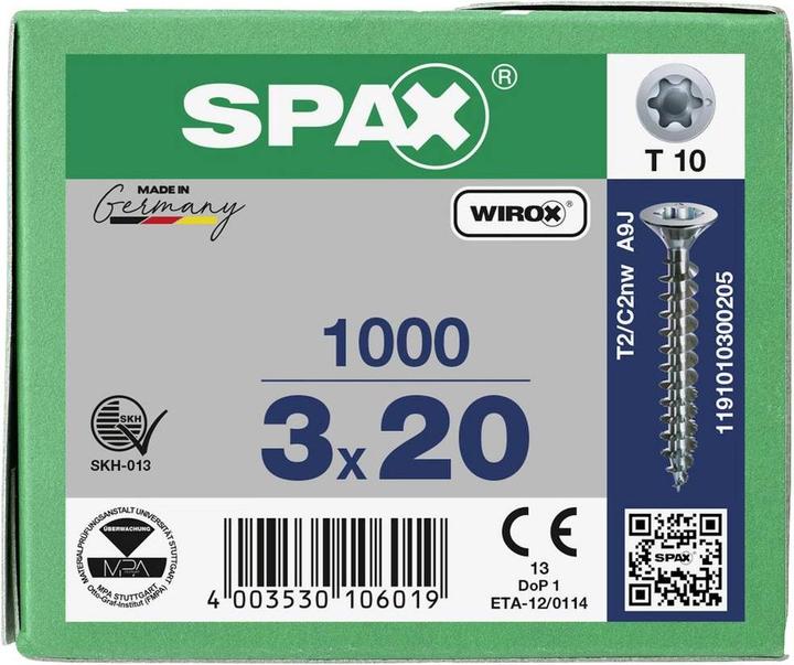 Produktbild Spax Spanplattenschrauben SK T10 3,0x20 mm (1000 Schrauben pro Stück)