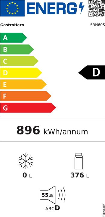 Energy Label Gastro Hero Lagerkühlschrank Eco Edelstahl (590 l)