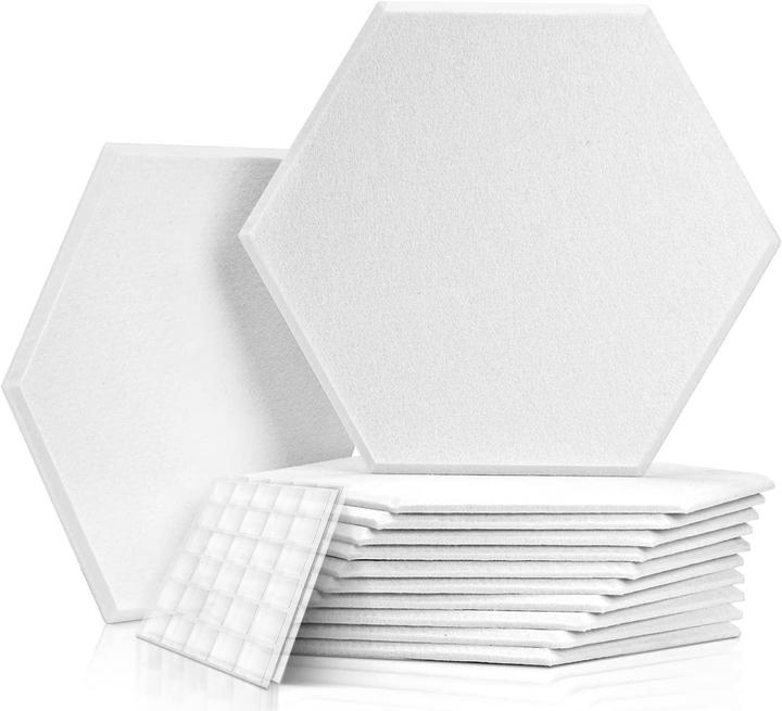 Kuchoow Pannelli acustici esagonali con adesivo (12 pz.)