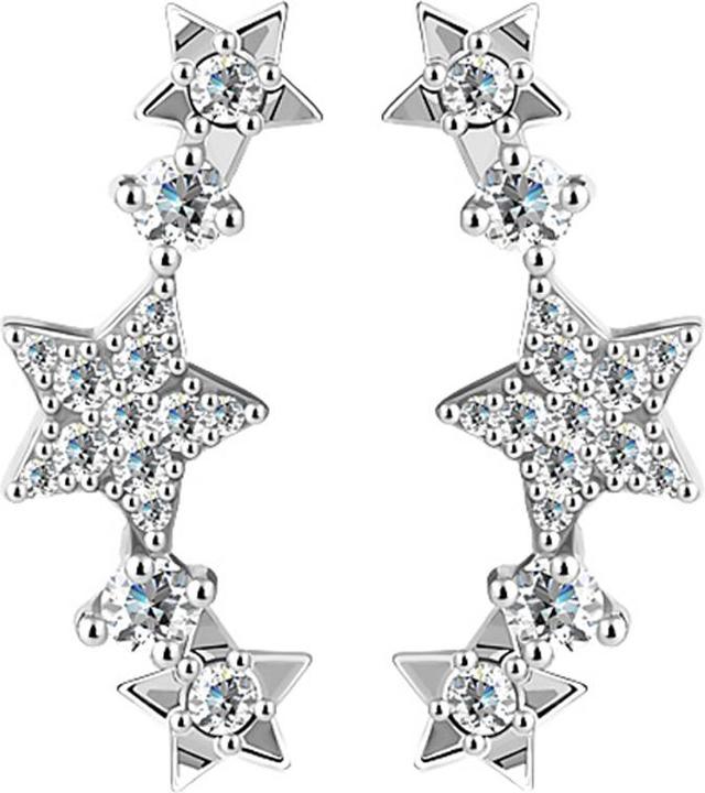 Produktbild Star Piercing Ohrring Ear Climber silber mit Sternkristallen silber