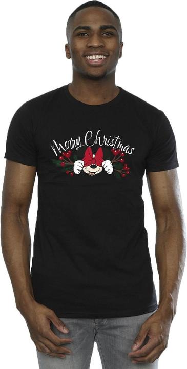Actual product image Disney Mens Minnie Mouse Christmas Holly T-Shirt (M)