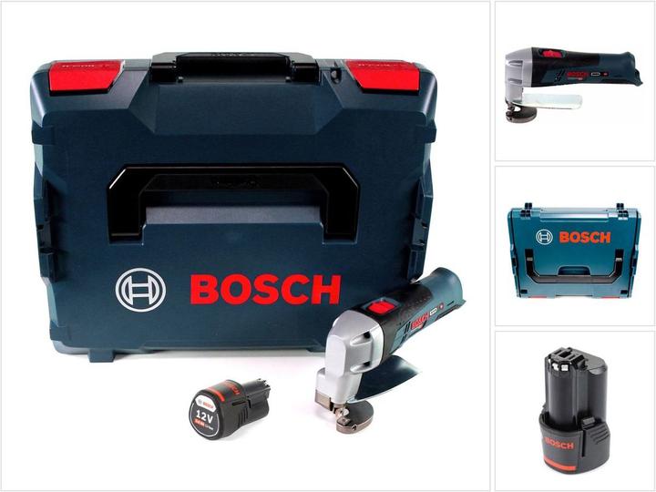 Produktbild Bosch Professional Bosch GSC 12V-13 Akku Blechschere 12V mit Sechskantstiftschlüssel + 1x Akku 3,0Ah + L-BOXX - ohne Sc