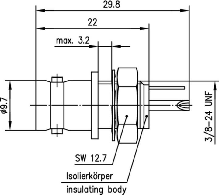 Immagine prodotto Telegärtner Connettore BNC per telaio, isolato 50 Ohm, con flangia isolante blu, Z01