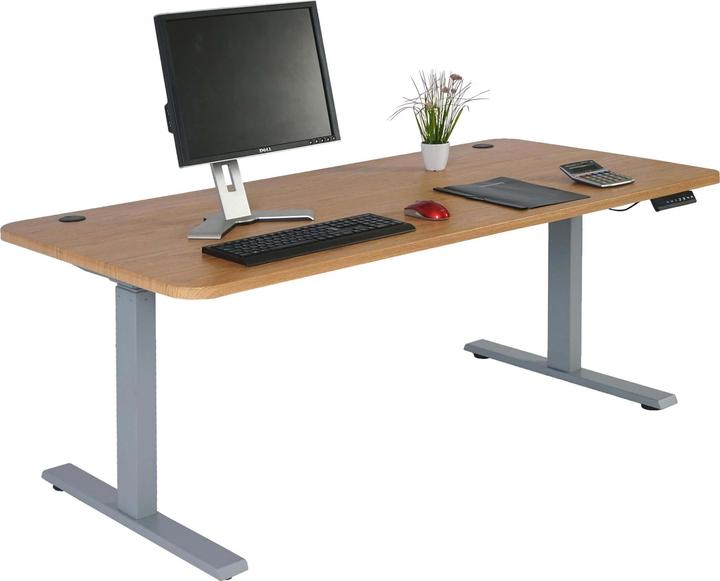 Image du produit Swisshandel24 Bureau, table d'ordinateur, hauteur réglable électriquement 160x80cm 53kg structure marron, gris (160 x 80 x 121 cm)