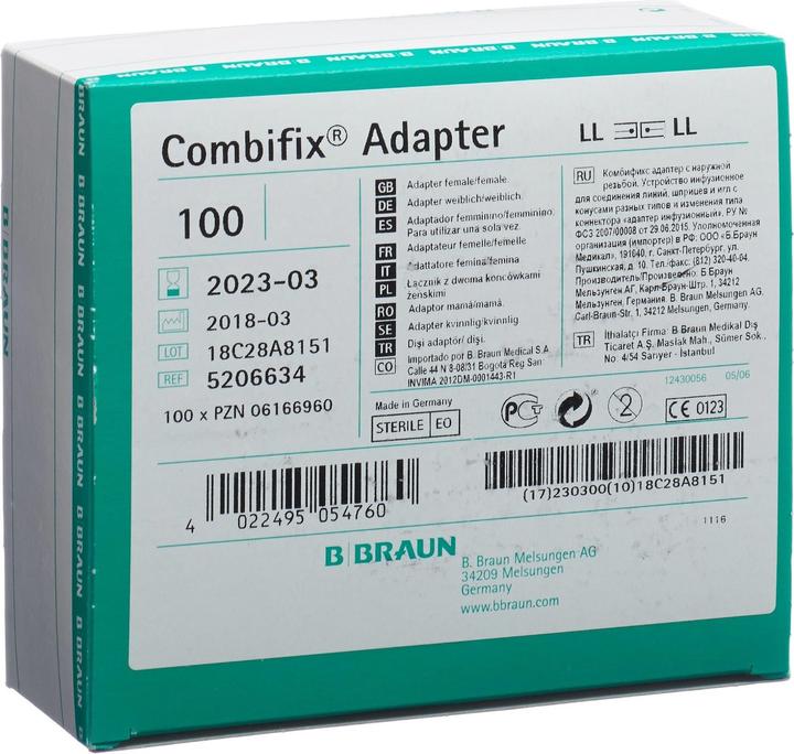 Combifix Adapter Luer Lock weiblich-weiblich, 100 Stück
