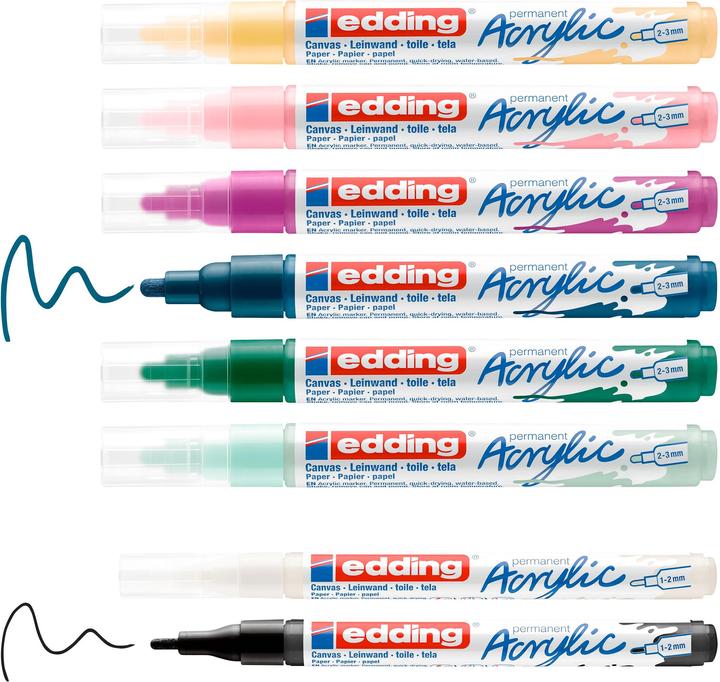 Produktbild Edding Acrylmarker Starter Set 8-teilig (Mehrfarbig, 10 mm, 8 x)