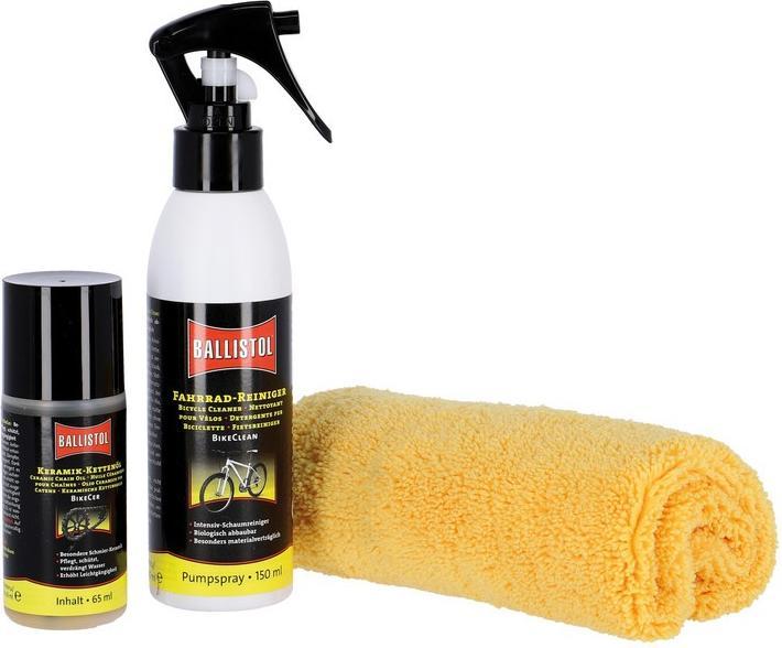 Actual product image Ballistol Bike care set, BikeCer 65 ml + BikeClean 150 ml + microfibre cloth, 30 x 30 cm (65 ml, Bicycle cleaner)