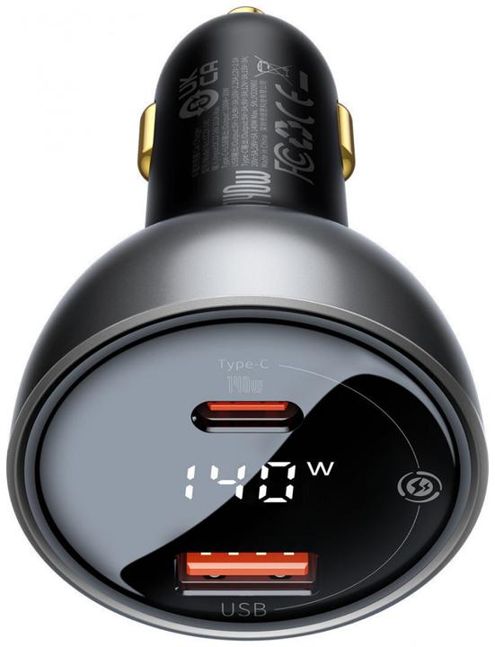 Image du produit Baseus Digital Display fast car charger USB-A / USB-C PD3.1 140W black + USB-C cable Superior