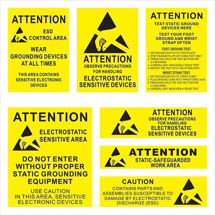 Energie-Label Quadrios Aufkleber Bogen ESD Warnhinweis Englisch