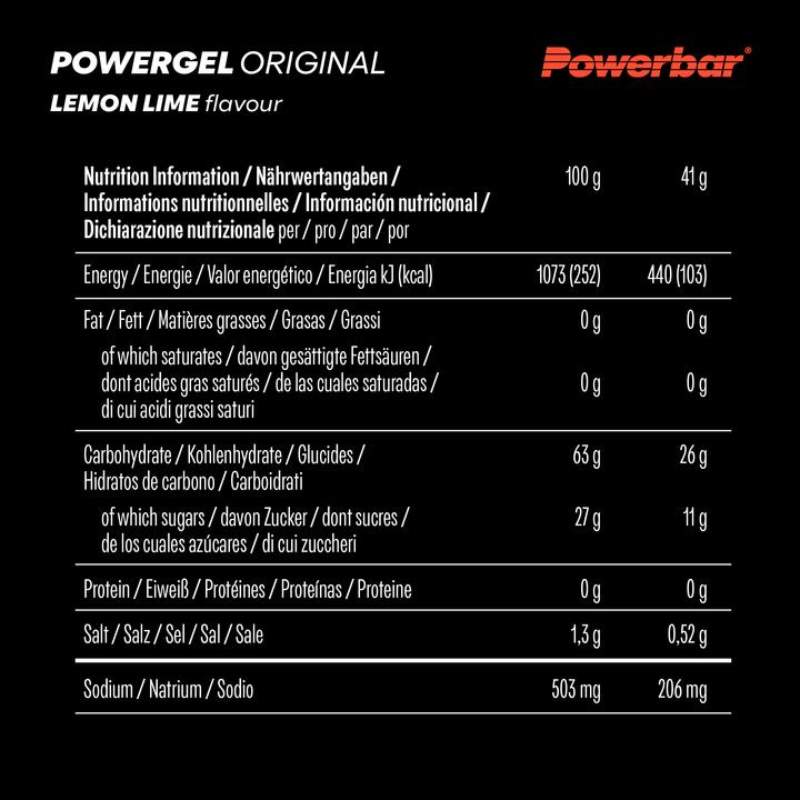 Nutritional values and ingredients Powerbar Original (Lemon, Sweet lime, 24 pcs., 984 g)