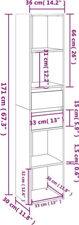 Actual product image VidaXL Heinrick (36 x 30 x 171 cm)