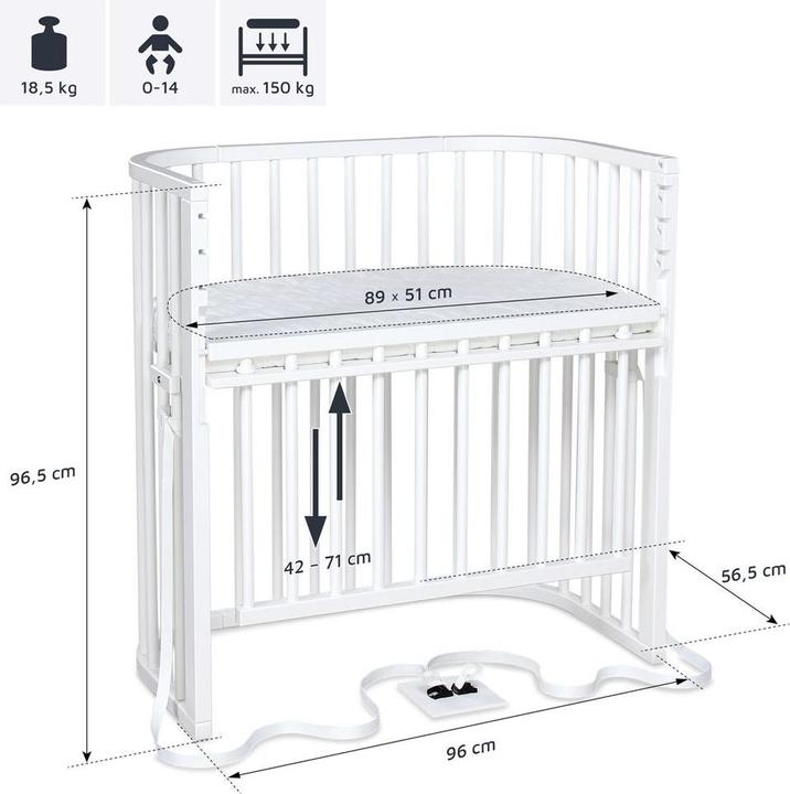 Produktbild Babybay Beistellbetten Beistellbett Boxspring Comfort Plus - Weiss lackiert