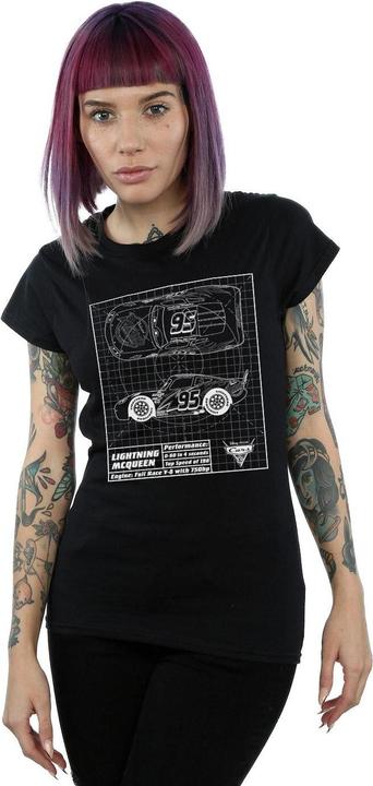 Actual product image Disney Womens/Ladies Cars Lightning McQueen Blueprint Cotton T-Shirt (L)