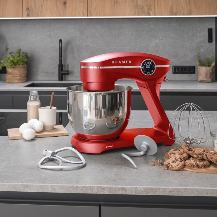 Immagine prodotto KLAMER Küchenmaschine, Knetmaschine mit 6 Liter Edelstahl Schüssel (1800 W)
