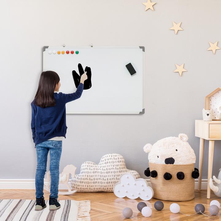 Produktbild Homcom Whiteboard mit Trockenwischer, Magneten und Stiften (90 x 60 cm)