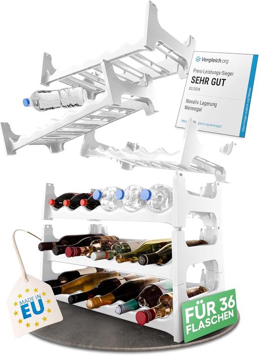 Actual product image Novaliv Wine rack for 36 bottles | Bottle rack white | Shelf sturdy plastic (White, 6)