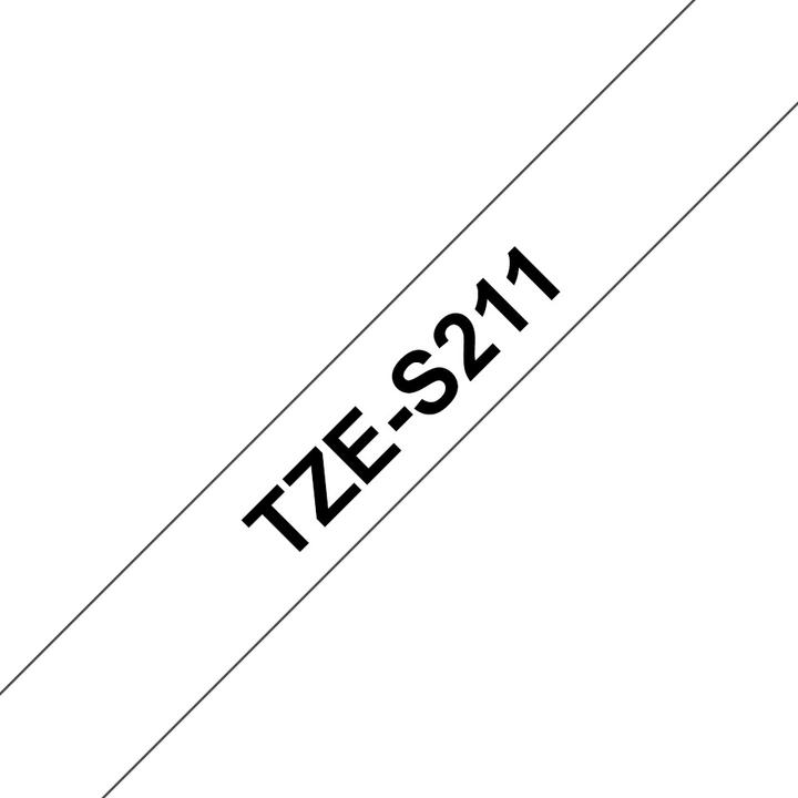 Actual product image Brother Tze-S211 (0.60 cm, White, Black)