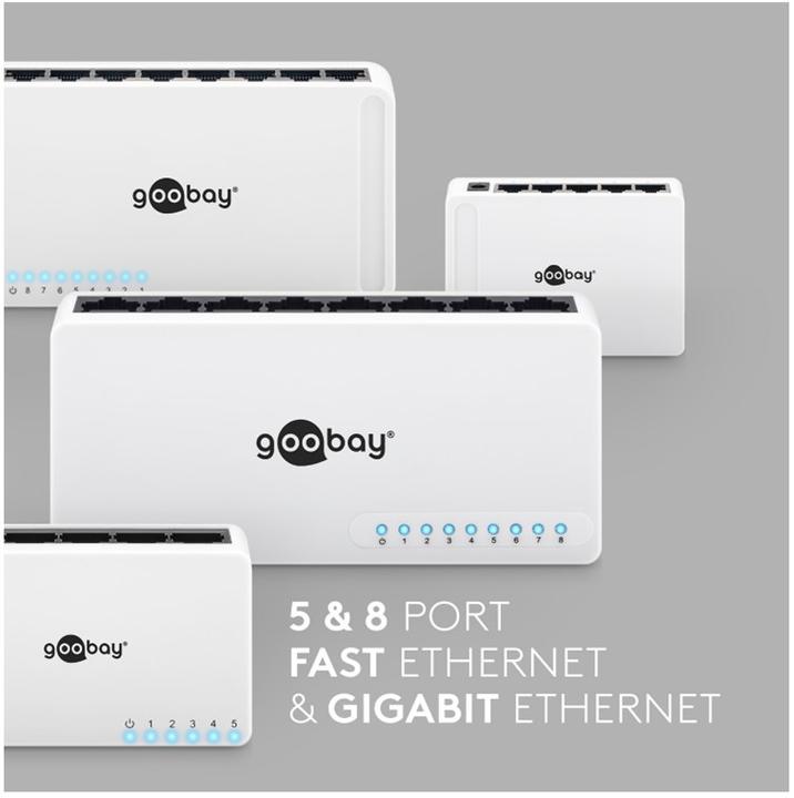 Produktbild Goobay 8 Port Netzwerkverteiler, Gigabit Ethernet Switch (8 Ports)