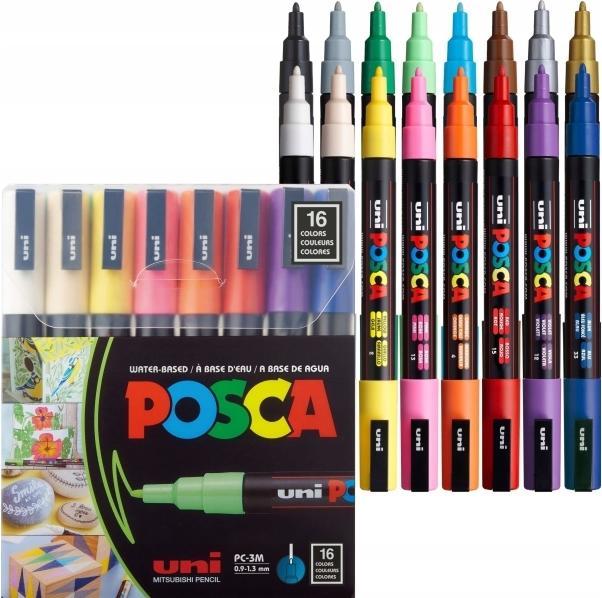 Actual product image Posca Felt-tip pen PC-3M Set of 16 (Multicolor, 1.30 mm, 16 x)