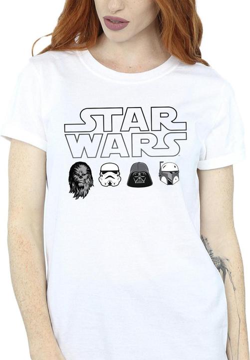 Actual product image Star Wars Womens/Ladies Character Heads Cotton Boyfriend T-Shirt (4XL)