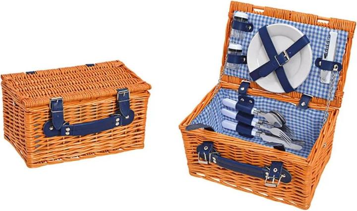 Immagine prodotto G. Wurm Cestino da picnic per 2 persone Marrone, blu Set da 12, (L/H/D) 30x16x19cm