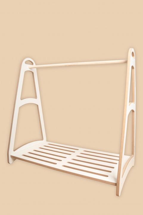Produktbild Tupti.wood MINI Garderobe Kleiderschrank Montessori Kleiderständer mit Holzbügel Weiss