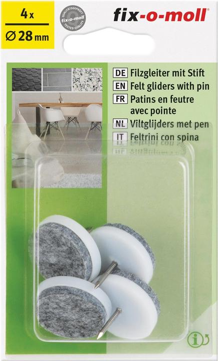 Produktbild Fix-o-moll Filzgleiter mit Stift 4 mm / Ø 28 mm 4 x (Filzgleiter, 4 Stück)