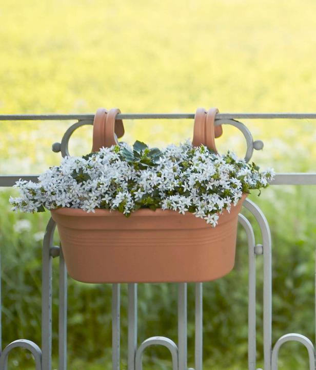 Actual product image Elho Easy Hanger Green Basics balcony box, oval, 26x36x25.7 cm, made of plastic in terracotta (26.20 cm)