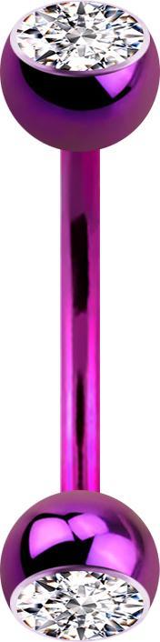 Image du produit Star Piercing Micro banane violette avec deux boules et cristal argenté (sans laiton, Titane G23)