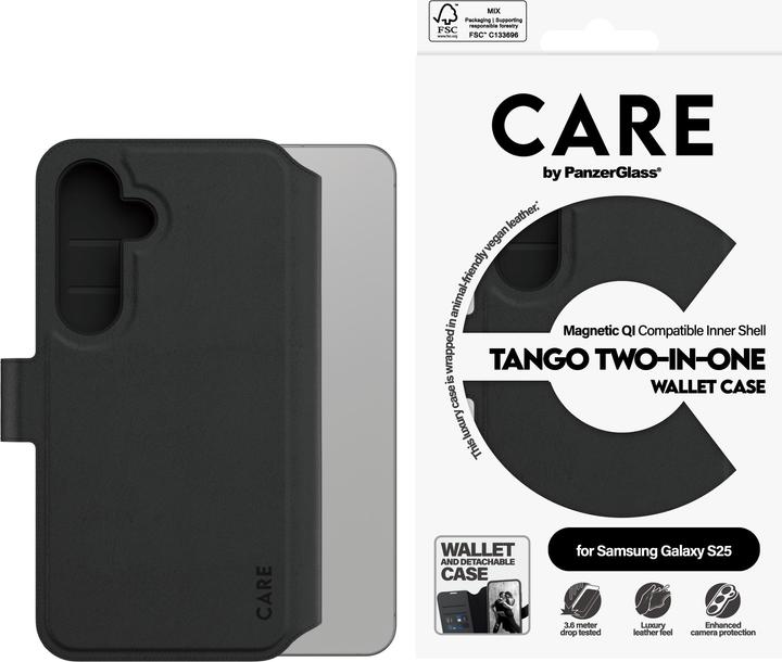 Actual product image PanzerGlass CARE by ® Feature Case Tango Two-in-One Wallet w. Qi Compatible Samsung Galaxy S 2025, C (Samsung Galaxy S25)